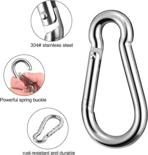 4Pcs 304#Stainless Steel Carabiner Clips, 2.75 Inch M7 Heavy Duty Spring Snap Hook,Galvanized Steel Quick Link Clip for Outdoor Equipment Gear,Pet Leash,Hanging Plants-B09CNLZK5Q