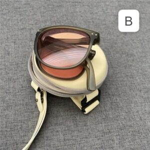 Fashion Folding Sunglasses Women's Designer Glasses UV400 Eyewear Lady Retro Sun Glasses Women's Goggles L14.5Cm brown -B0DG8MQJ61