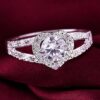 1PCs Silver Ring Crystal Heart Shaped Wedding Jewelry Engagement Ring Women Accesories-B0DS2XMK77
