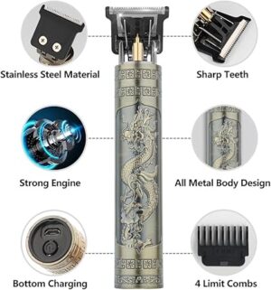 [1Pcs-Black Buddha-no box] Professional Hair Trimmer Wireless Electric Hair Clipper Beard Shaver Men Hair Cutting Machine Barber For Men Haircut Style-B0CRQQJWKK