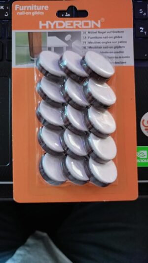 Furniture Sliders Nail-on Glides (3 cm Diameter)- 15 Pieces White Base X Brown-B0F89BQ45W
