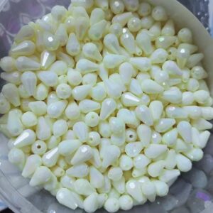 50pcs Premium Crystal Teardrop Beads with Iridescent Rainbow Effect - Ideal for DIY Crafts and Jewelry Making--	B0F7829WJD