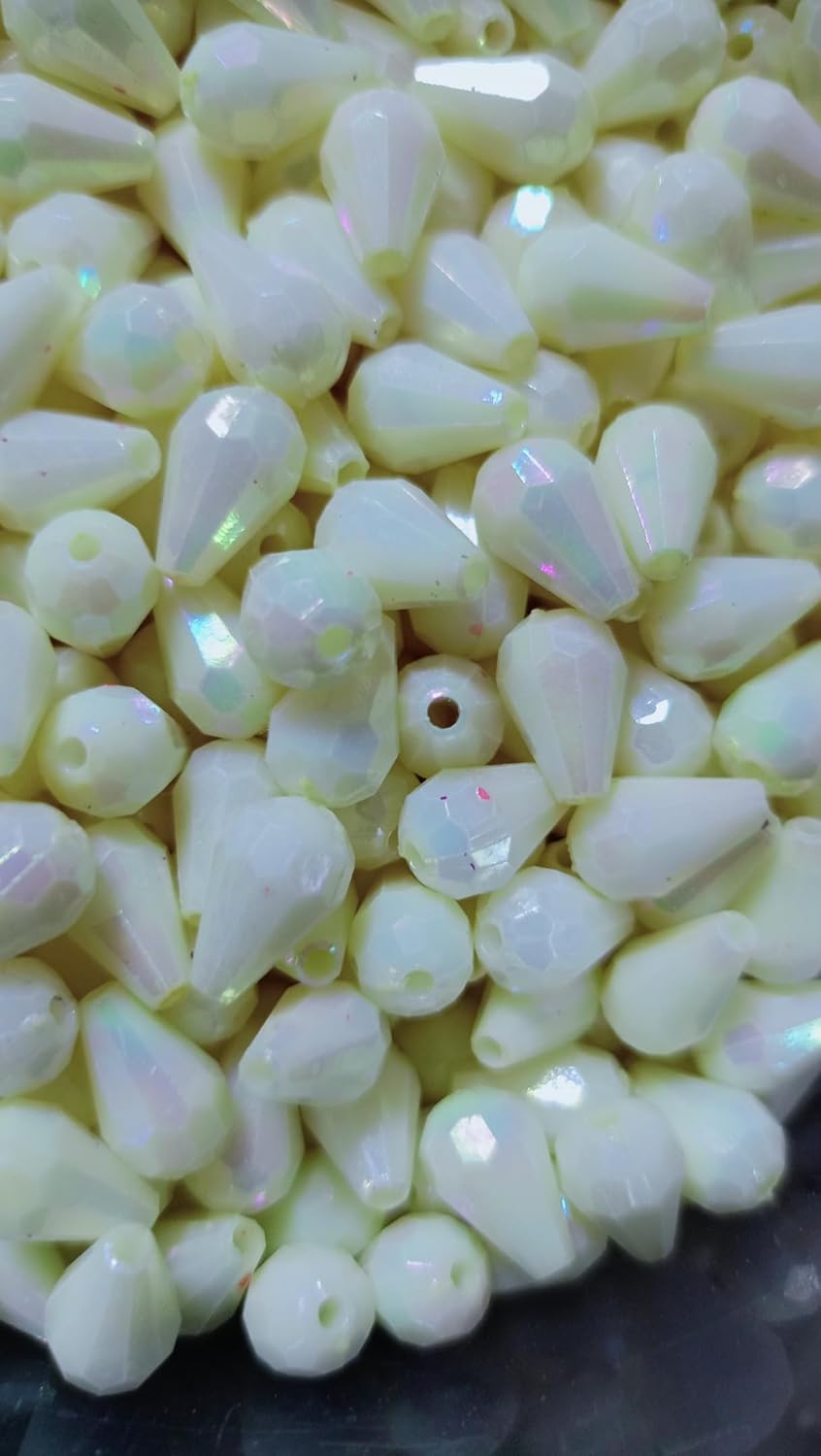 MySouqEg Store 50pcs Premium Crystal Teardrop Beads with Iridescent Rainbow Effect - Ideal for DIY Crafts and Jewelry Making--	B0F7829WJD