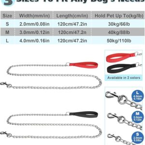 71C8q9MgVuL._AC_SX679_ B0FB9D1RB9- Heavy Duty Dog Leash,4FT/6FT Metal Pet Lead with Stainless Steel Links and Comfortable Handle for Medium & Large Size Dogs (Red, 48" * 1.20M)