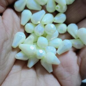 50pcs Premium Crystal Teardrop Beads with Iridescent Rainbow Effect - Ideal for DIY Crafts and Jewelry Making--	B0F7829WJD