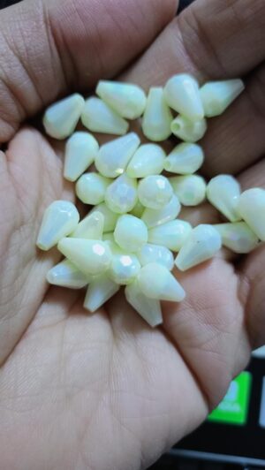 50pcs Premium Crystal Teardrop Beads with Iridescent Rainbow Effect - Ideal for DIY Crafts and Jewelry Making--	B0F7829WJD