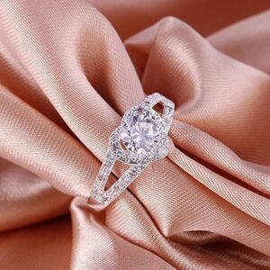 1PCs Silver Ring Crystal Heart Shaped Wedding Jewelry Engagement Ring Women Accesories-B0DS2XMK77