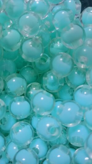 50pcs Transparent Plastic Beads with Sky Blue Core Polymer Clay ٍ Assorted Slice Beads for Women Girls Jewelry Making Handmade DIY Bracelet Necklace Hair Clip Accessories (Round Ball)--B0F77PKSW1