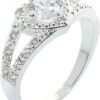 1PCs Silver Ring Crystal Heart Shaped Wedding Jewelry Engagement Ring Women Accesories-B0DS2XMK77