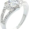 1PCs Silver Ring Crystal Heart Shaped Wedding Jewelry Engagement Ring Women Accesories-B0DS2XMK77
