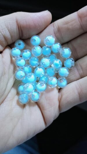 50pcs Transparent Plastic Beads with Sky Blue Core Polymer Clay ٍ Assorted Slice Beads for Women Girls Jewelry Making Handmade DIY Bracelet Necklace Hair Clip Accessories (Round Ball)--B0F77PKSW1