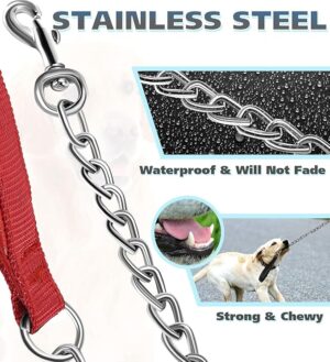 B0FB9D1RB9- Heavy Duty Dog Leash,4FT/6FT Metal Pet Lead with Stainless Steel Links and Comfortable Handle for Medium & Large Size Dogs (Red, 48" * 1.20M)