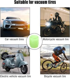 4PCS Green Fluorescence, Bike Motorcycle Noctilucous Illuminated Valve Cap, Universal Wheel Valve Caps for Car Truck Motorcycles Bike Tires, Need Sunlight to Absorb Energy-B0CGGKQQ2F