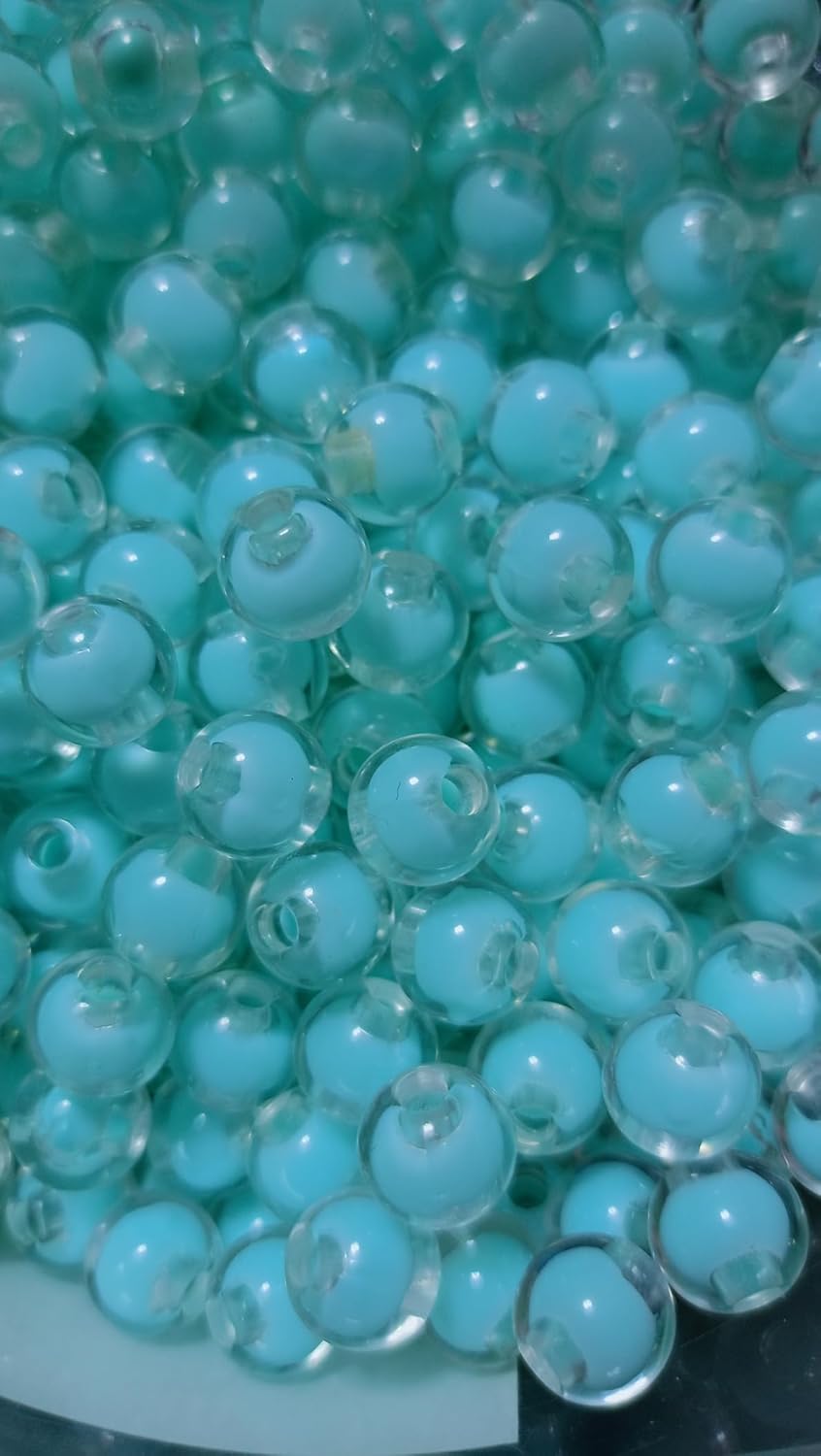 MySouqEg Store 50pcs Transparent Plastic Beads with Sky Blue Core Polymer Clay ٍ Assorted Slice Beads for Women Girls Jewelry Making Handmade DIY Bracelet Necklace Hair Clip Accessories (Round Ball)--B0F77PKSW1