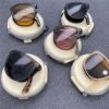 Fashion Folding Sunglasses Women's Designer Glasses UV400 Eyewear Lady Retro Sun Glasses Women's Goggles L14.5Cm brown -B0DG8MQJ61