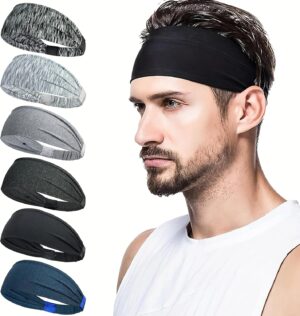 1PCs Sports Headbands For Men Woman Gym Yoga Sweat Hair Bands Soft Elastic Hairbands Stretch Outdoor Sport Sweatbands One Size-B0DVPML9B5