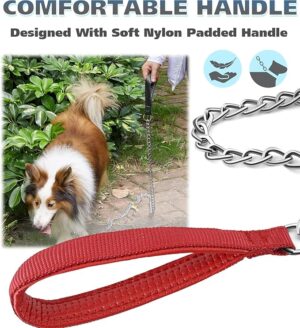 B0FB9D1RB9- Heavy Duty Dog Leash,4FT/6FT Metal Pet Lead with Stainless Steel Links and Comfortable Handle for Medium & Large Size Dogs (Red, 48" * 1.20M)