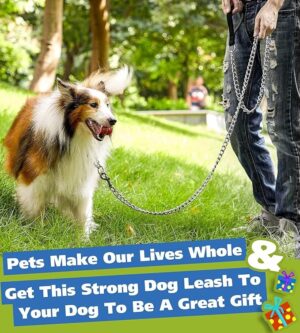 B0FB9D1RB9- Heavy Duty Dog Leash,4FT/6FT Metal Pet Lead with Stainless Steel Links and Comfortable Handle for Medium & Large Size Dogs (Red, 48" * 1.20M)