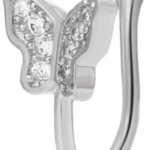 MySouq.Store 1Pcs Zircon Butterfly Nose Ring Copper Fake Piercing Clip On Nose Hoop Ring Body Jewelry Rhinestone Non Pierced Ear Clip Cuff Party-B0F31ZVYR2