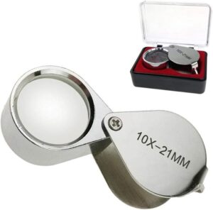 B018V46B4A--Aiernuo Loupes 10x Glass Jeweler Loupe Loop Eye Magnifier Magnifying Magnifier Metal Body Silver (10x21mm)