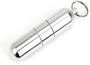 Outdoor Medicine Bottle Key Ring Small First Aid Drug Holder Pill Container-Waterproof Aluminum Metal Pill Box Case Organizer with Keychain-B0845W1ZKL