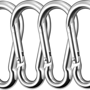 MySouq-4Pcs 304#Stainless Steel Carabiner Clips, 2.75 Inch M7 Heavy Duty Spring Snap Hook,Galvanized Steel Quick Link Clip for Outdoor Equipment Gear,Pet Leash,Hanging Plants-B09CNLZK5Q