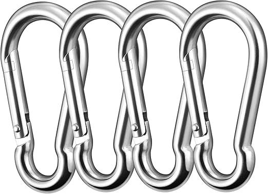 MySouq-4Pcs 304#Stainless Steel Carabiner Clips, 2.75 Inch M7 Heavy Duty Spring Snap Hook,Galvanized Steel Quick Link Clip for Outdoor Equipment Gear,Pet Leash,Hanging Plants-B09CNLZK5Q