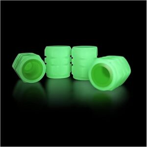 MySouq-Store 4PCS Green Fluorescence, Bike Motorcycle Noctilucous Illuminated Valve Cap, Universal Wheel Valve Caps for Car Truck Motorcycles Bike Tires, Need Sunlight to Absorb Energy-B0CGGKQQ2F