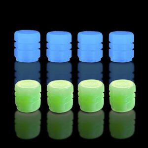 MySouq-Store 8 Pack Fluorescent Car Tire Valve Stem Caps, Luminous Air Caps Cover, Car Glow Tire Air Caps Cover, Universal Accessories for Cars Trucks SUVs Motorcycles Bike OVRX (Random Set Color)-B0CGGRL1DF