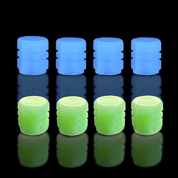 MySouq-Store 8 Pack Fluorescent Car Tire Valve Stem Caps, Luminous Air Caps Cover, Car Glow Tire Air Caps Cover, Universal Accessories for Cars Trucks SUVs Motorcycles Bike OVRX (Random Set Color)-B0CGGRL1DF
