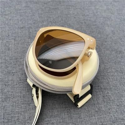 MySouq-Store s Fashion Folding Sunglasses Women's Designer Glasses UV400 Eyewear Lady Retro Sun Glasses Women's Goggles L14.5Cm-beige-B0DG8MQJ61