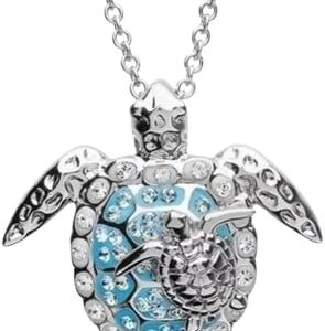 MySouq-Store [1Pcs ] New Fashion Accessories One Big and One Small Turtle Pendant Necklace for Women Cute Animal Necklace Party Gift Jewelry Silver Color X Blue-B0DQ2KTNZB