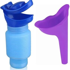 MySouq - Store (1 Pcs) Emergency Urinal，+1Pcs Femal Urinal Shrinkable Urinal，Car Urinal，Portable Mini Outdoor Camping Travel Shrinkable Personal Mobile Toilet Potty Pee Bottle for Kids Adult (750 ML)-B0F7MVL914