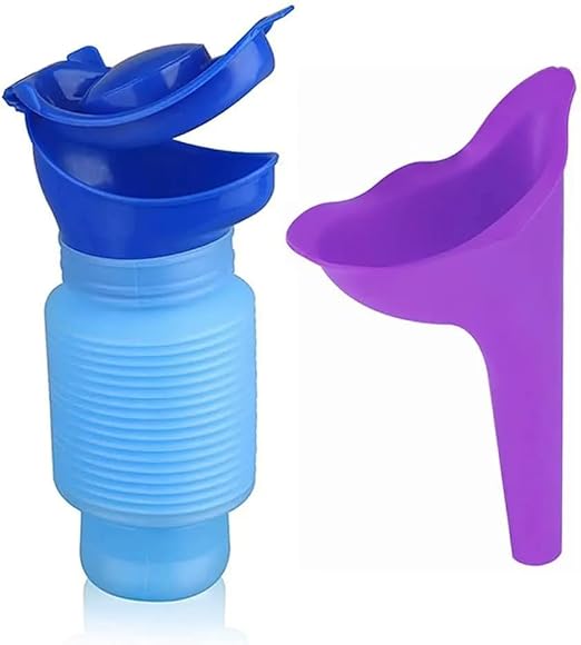 MySouq - Store (1 Pcs) Emergency Urinal，+1Pcs Femal Urinal Shrinkable Urinal，Car Urinal，Portable Mini Outdoor Camping Travel Shrinkable Personal Mobile Toilet Potty Pee Bottle for Kids Adult (750 ML)-B0F7MVL914