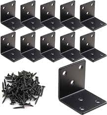 MySouqEg-Store Set of 12 Reinforced Black Right Angle Brackets (30X30mm), 90 Degree Iron Angle Bracket - Bracket Joint Bracket, Durable Stability for Your Carpentry Projects-B0F8BYHJQ6