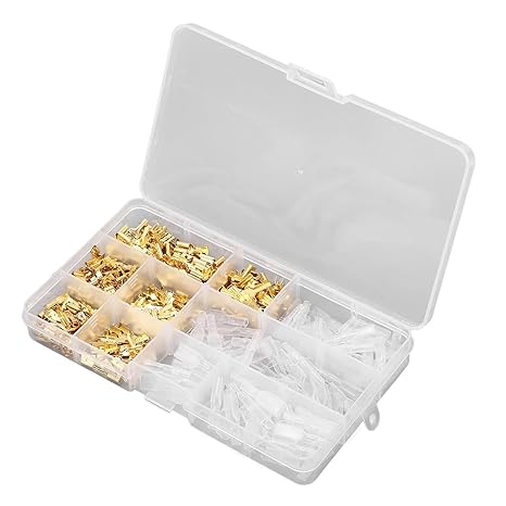 MySouqEg Stores 2.8/4.8/6.3 mm Crimping terminal insulation seal wire connector male and female plug spring terminal Kit (135, gold, 2.8-4.8-6.3)-B0F8NXQT43