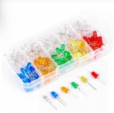 MySouqEg Store 50Pces Light Emitting Diodes 6 Colors Electronic Components 5mm Assorted Color DIY LED Light Emitting Diodes Set Box-B0F8P29KBL
