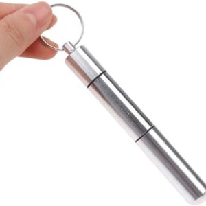 31C+wnbPwCL._AC_ B0FBLGV4LJ- New Medicine Box Health Care Waterproof Aluminum Pill Box Case Bottle Cache Drug Holder For Traveling Camping Container Keychain (A5 2Rooms 10.3cm*1.2cm)