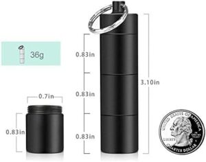 B0FBW68K66-1PC Portable Aluminum Survival Waterproof Pill Box Container Medicine Storage Case First-Aid Bottle With Key Ring Travel Kits