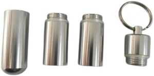 B0FBLGV4LJ- New Medicine Box Health Care Waterproof Aluminum Pill Box Case Bottle Cache Drug Holder For Traveling Camping Container Keychain (A5 2Rooms 10.3cm*1.2cm)