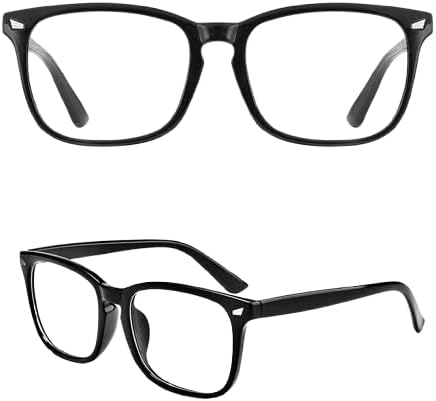 (B0FFZCCHWN) Rivet Anti Blue Light Glasses Frame For Men Women Retro Transparent Optical Spectacle Eyeglass Computer Blue Blocking Eyewear - Frame Color: C3 Black - L14.1Cm* lens higher 4.7cm