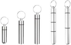 B0FBLGV4LJ- New Medicine Box Health Care Waterproof Aluminum Pill Box Case Bottle Cache Drug Holder For Traveling Camping Container Keychain (A5 2Rooms 10.3cm*1.2cm)