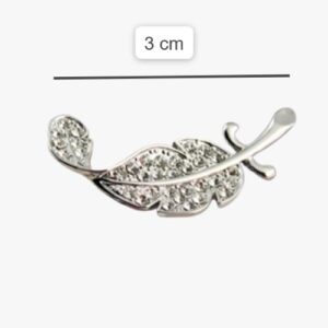 B0FBRBNRJ1-mysouq.store Brooch Women Leaf Silver Tone Rhinestone Wedding Gift- Very Small 3.5 Cm Max البروش صغير جدا ولا يتجاوز 3.5 سم طول يرجي مراعاة ذلك قبل الشراء ٍ Shape 2