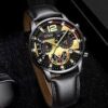 (B0FF3JHMK2) [Leather Black ] Men's Business Watch Top Brand Luxury Male Quartz Watches Minimalist Casual Leather Strap Calendar Wristwatch Clock (Random BackGround Color) Code W055