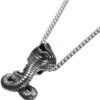 (B0FF2DMV49)" 1Pcs Retro Punk Exaggerated Animal Pendant Necklace for Women Red Rhinestone Inlaid Cobra Shape Hanging Style Necklace Accessories