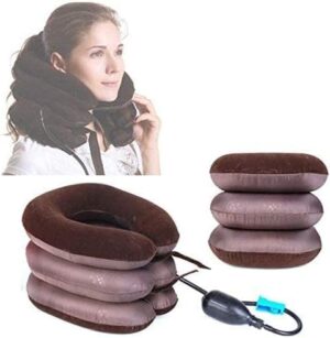 (B0FF2NC5VD) Inflatable Cervical Neck Traction Device - 3-Layer Air Pump Neck Stretcher for Pain Relief, Spinal Decompression, & Posture Support | Portable Home & Office Neck Pillow Collar