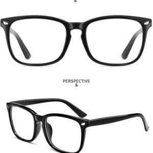 (B0FFZCCHWN) Rivet Anti Blue Light Glasses Frame For Men Women Retro Transparent Optical Spectacle Eyeglass Computer Blue Blocking Eyewear - Frame Color: C3 Black - L14.1Cm* lens higher 4.7cm