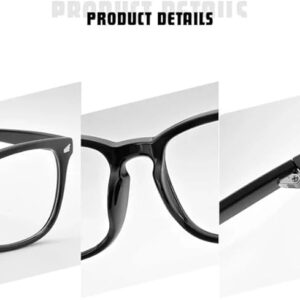 (B0FFZCCHWN) Rivet Anti Blue Light Glasses Frame For Men Women Retro Transparent Optical Spectacle Eyeglass Computer Blue Blocking Eyewear - Frame Color: C3 Black - L14.1Cm* lens higher 4.7cm
