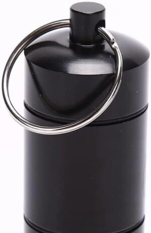 B0FBW68K66-1PC Portable Aluminum Survival Waterproof Pill Box Container Medicine Storage Case First-Aid Bottle With Key Ring Travel Kits