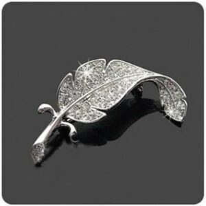 B0FBRBNRJ1-mysouq.store Brooch Women Leaf Silver Tone Rhinestone Wedding Gift- Very Small 3.5 Cm Max البروش صغير جدا ولا يتجاوز 3.5 سم طول يرجي مراعاة ذلك قبل الشراء ٍ Shape 2
